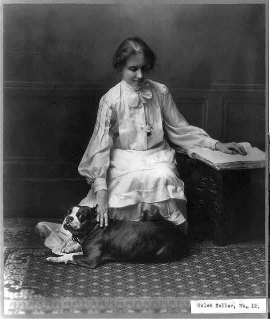 Helen Keller with her Boston Terrier dog Phiz