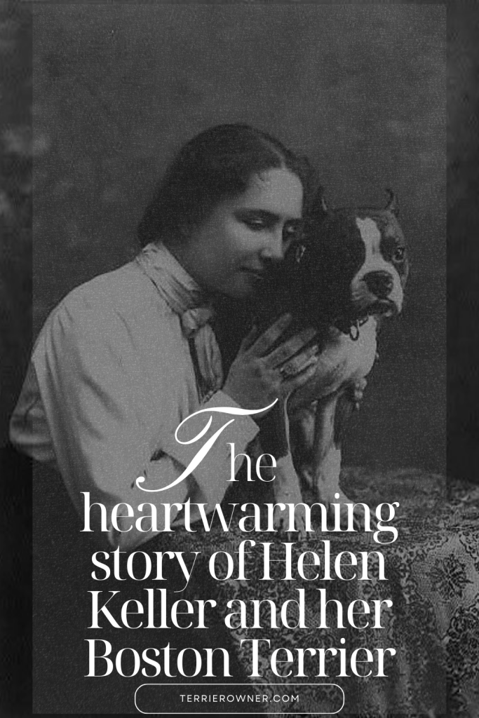 The Heartwarming Story of Helen Keller and Her Boston Terrier. Helen Keller hugging her dog.