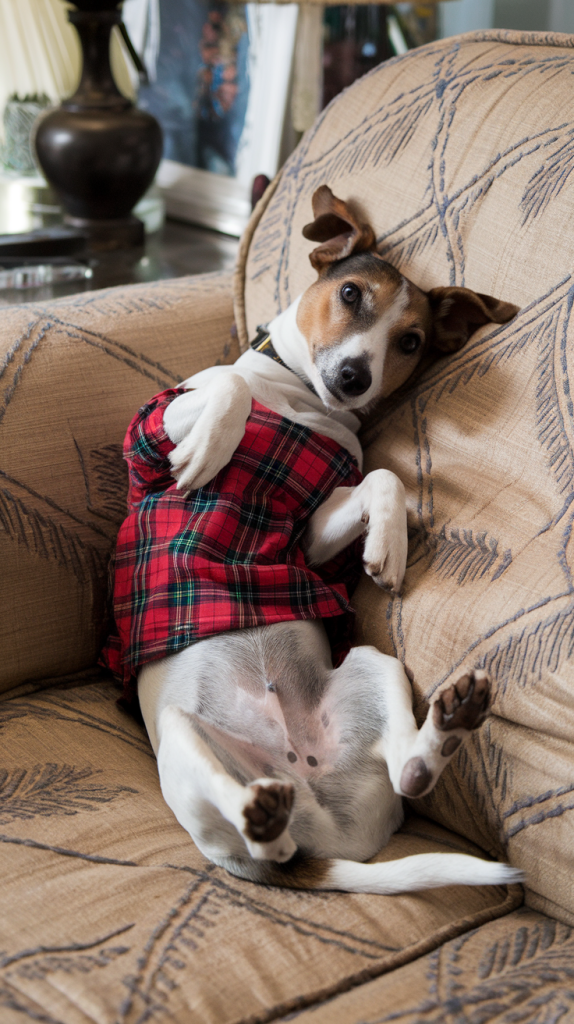 Jack Russell Terrier sitting on the couch