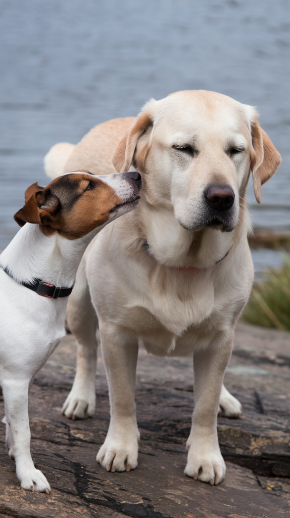 Jack Russell Terrier and Yellow Lab